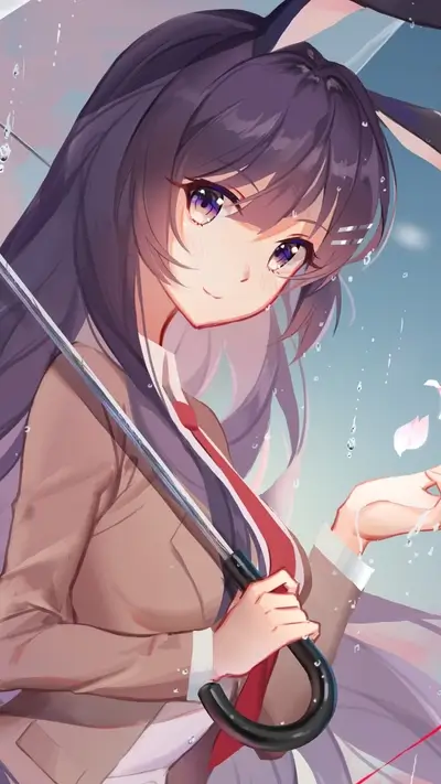 Girl with umbrella in rain
