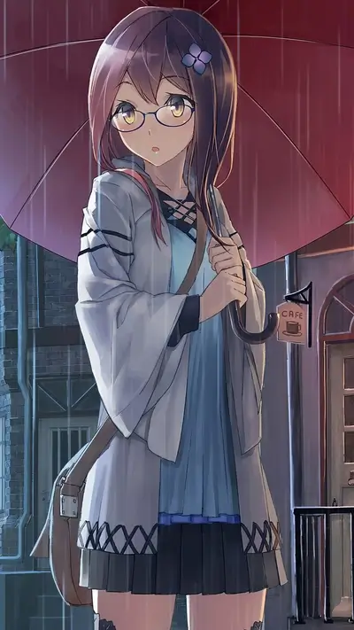 Girl with umbrella in the rain