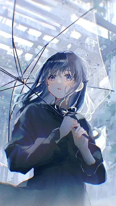 Girl with umbrella in the rain