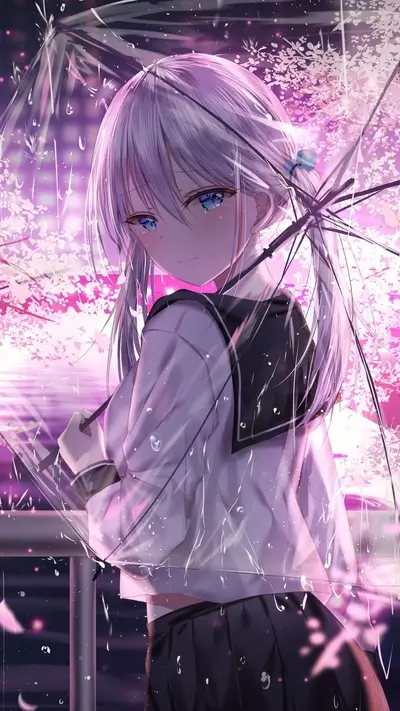 Girl with umbrella in the rain