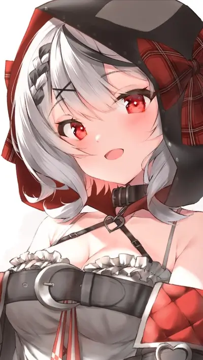 Girl with white hair and red hood