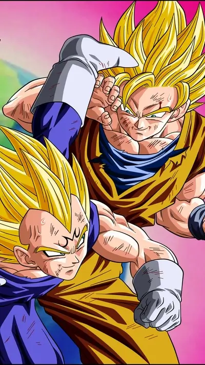 Goku and Vegeta, Super Saiyan forms, intense fighters