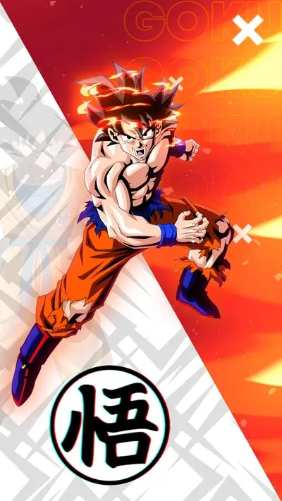Goku in action, powerful pose