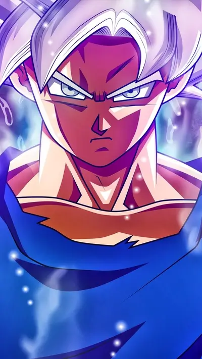 Goku in Ultra Instinct form with intense gaze