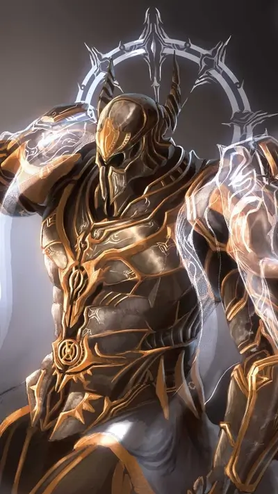 Golden armored warrior with horns