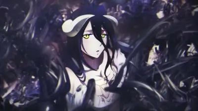 Golden eyes peering through a swirl of dark purple shadows