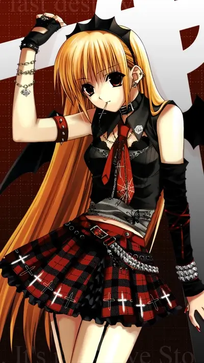 Gothic Lolita girl with long blonde hair