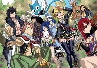 Group of fantasy guild members gathered in ancient ruins