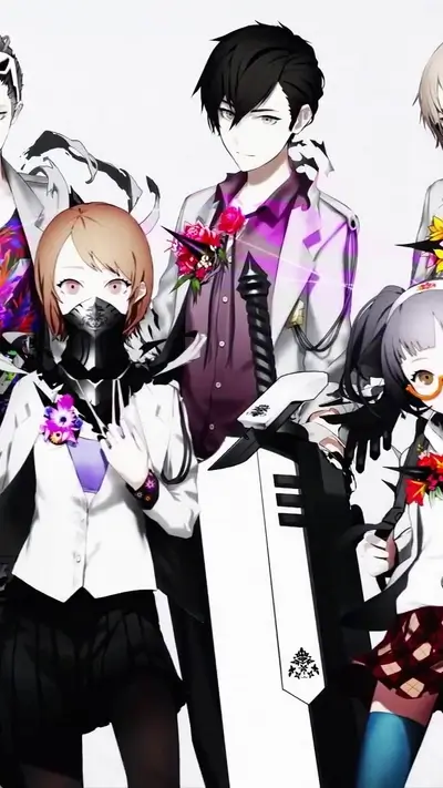 Group of stylized characters in formal wear