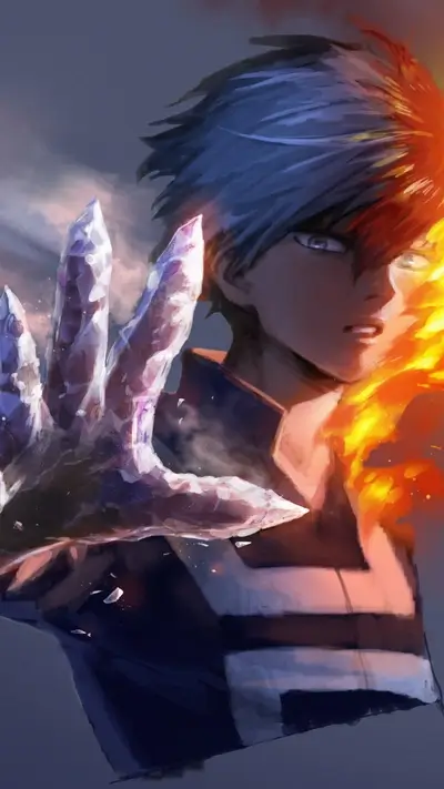 Half-hot half-cold powers, character from anime, icy fist and fiery side