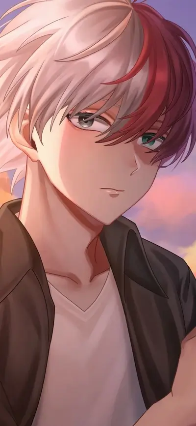 Half-white half-red haired boy