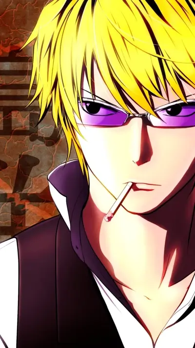 Handsome man with blonde hair wearing sunglasses with cigarette in his mouth