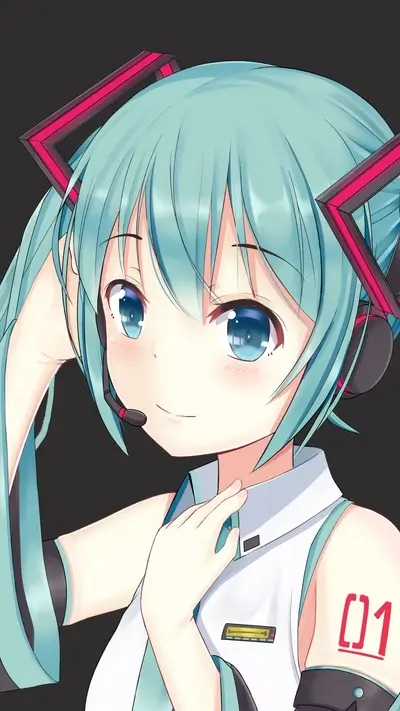 Hatsune Miku illustration, teal hair, pink accents