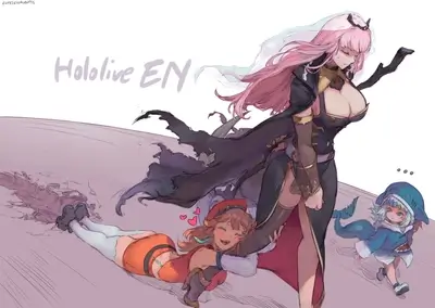 Hololive EN girls in a playful scene
