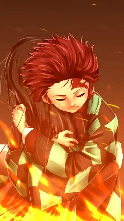 Hugging amidst flames