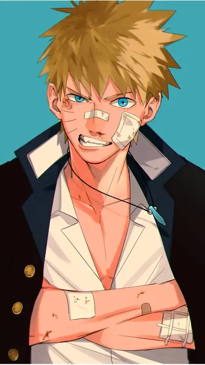Injured blonde haired boy in a school uniform