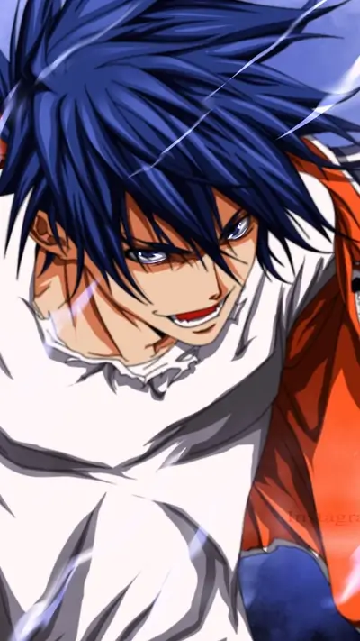 Intense close-up of a character, dynamic pose, bright colors