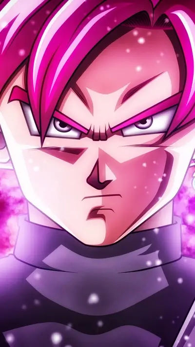 Intense, pink-haired warrior with determined expression, showcasing power
