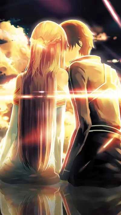 Intimate moment shared by two figures bathed in golden light