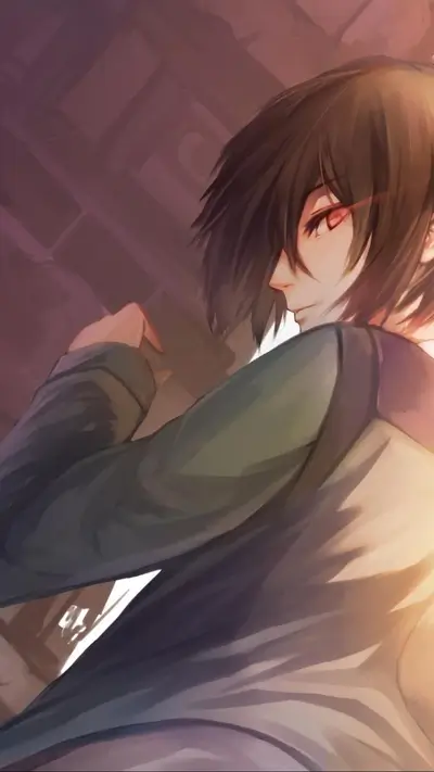 Intriguing character gazes back, illuminated by soft light, standing in an enigmatic cityscape.