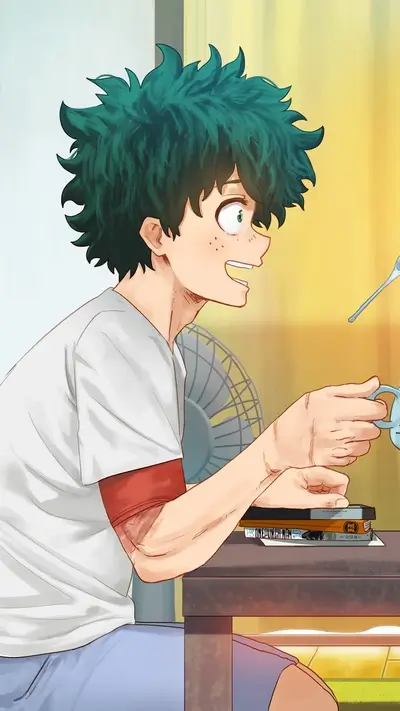 Izuku Midoriya enjoying a relaxing moment