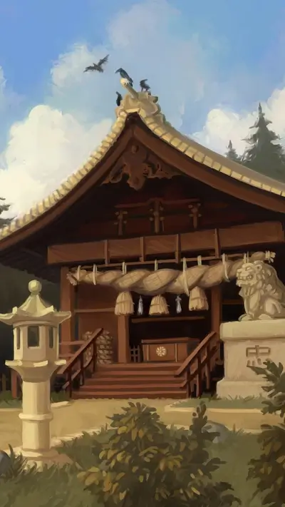 Japanese temple under a sunny sky