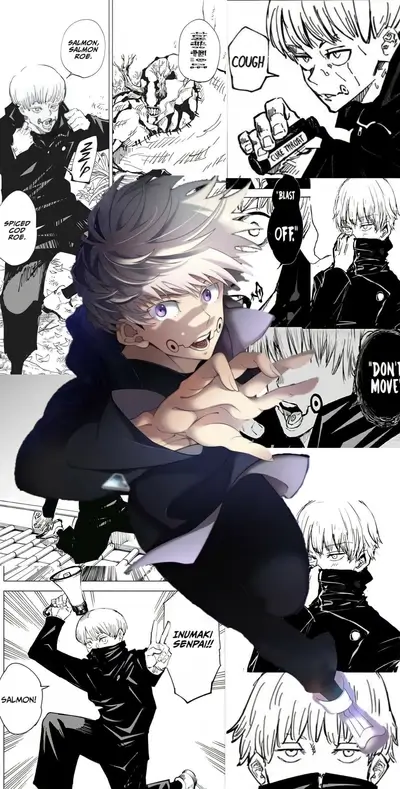Jujutsu Kaisen collage featuring Inumaki Toge