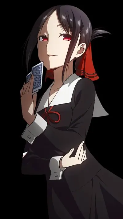 Kaguya Shinomiya, holding card, in her outfit