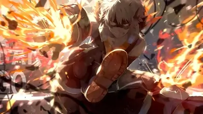 Katsuki Bakugo unleashing explosive power in intense battle