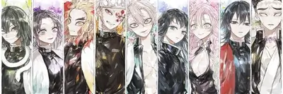 Kimetsu no Yaiba characters in school uniforms
