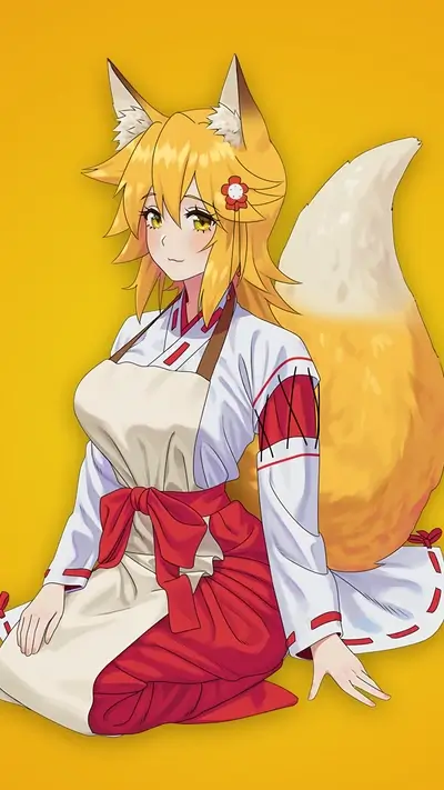 Kitsune girl in a chef's apron