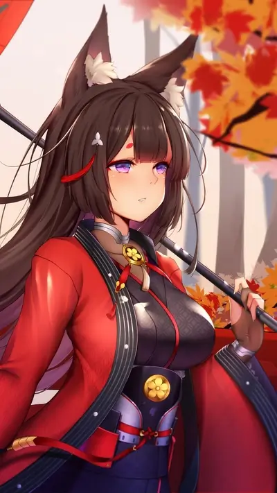 Kitsune girl in autumnal setting