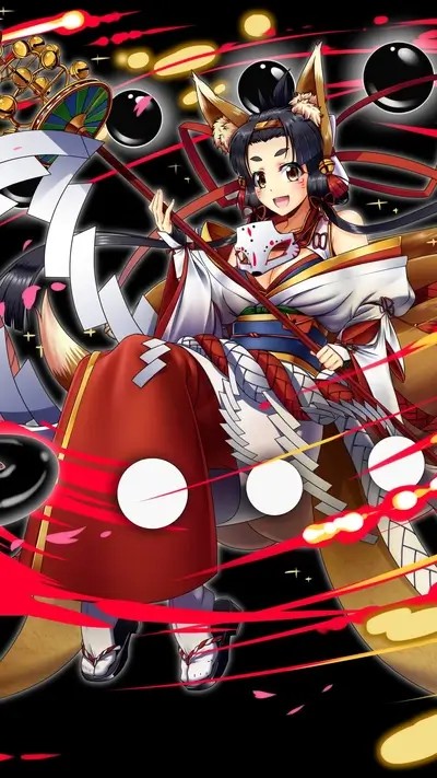 Kitsune girl with a spinning wheel