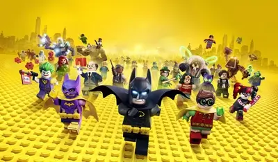 Lego DC Super Heroes characters on yellow Lego bricks