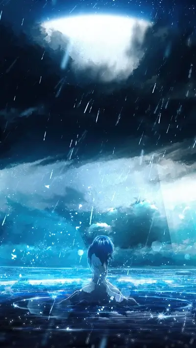 Lonely figure in the rain