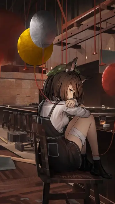 Lonely girl sitting at a bar