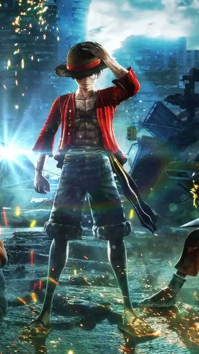 Luffy in a destroyed city