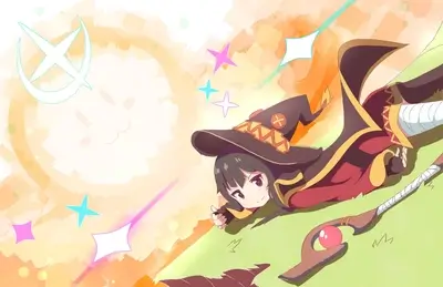 Megumin lying down on the grass