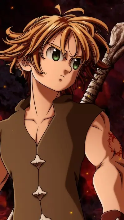Meliodas stares intently, the Dragon's Sin of Wrath is ready for battle