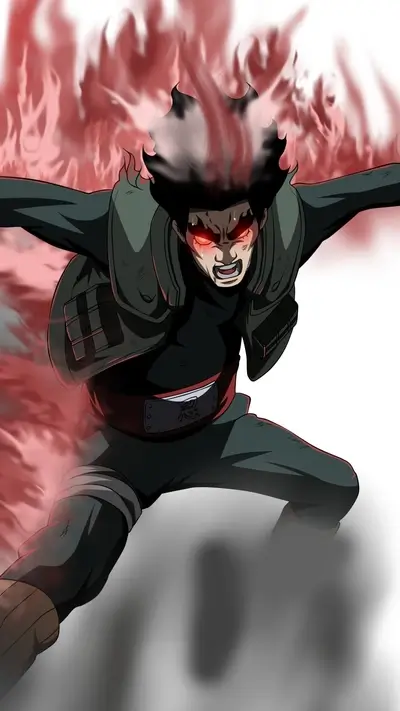 Might Guy opening all eight gates with intense determination