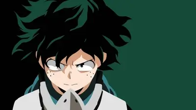 Minimalist illustration of izuku midoriya with determined expression