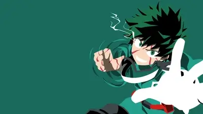 Minimalist vector illustration of Izuku Midoriya using One For All power