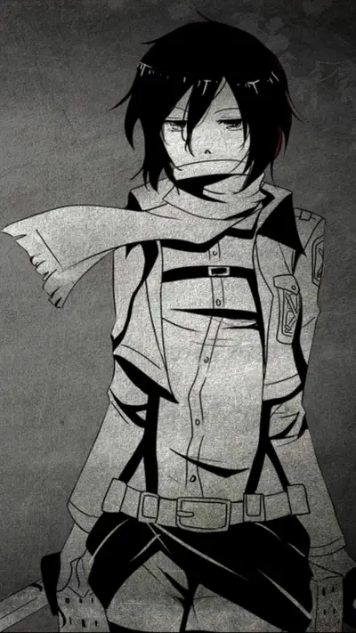Monochrome illustration of a character
