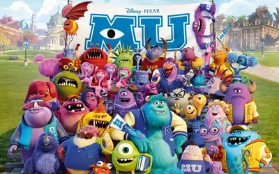 Monsters University poster featuring various monster characters