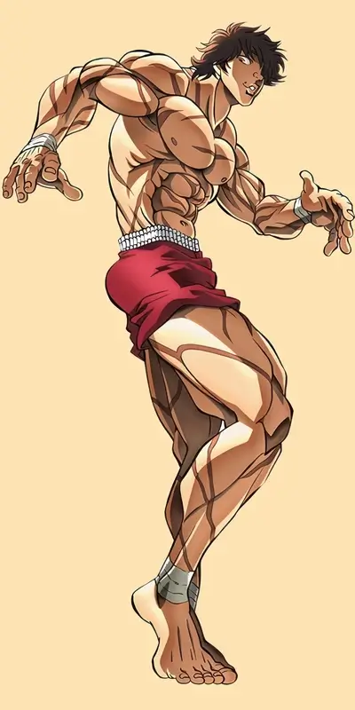 Muscular man in red shorts, dynamic pose