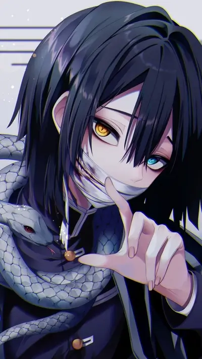 Mysterious anime character with a snake