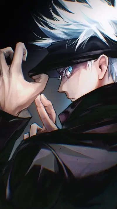Mysterious character with silver hair, wearing a hat and dark outfit