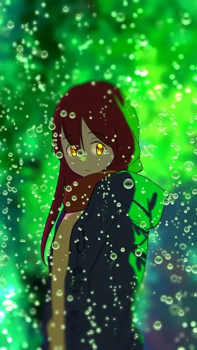 Mysterious figure immersed in a vibrant, ethereal atmosphere