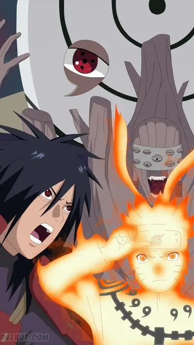 Naruto and Madara fight against the Ten-Tails