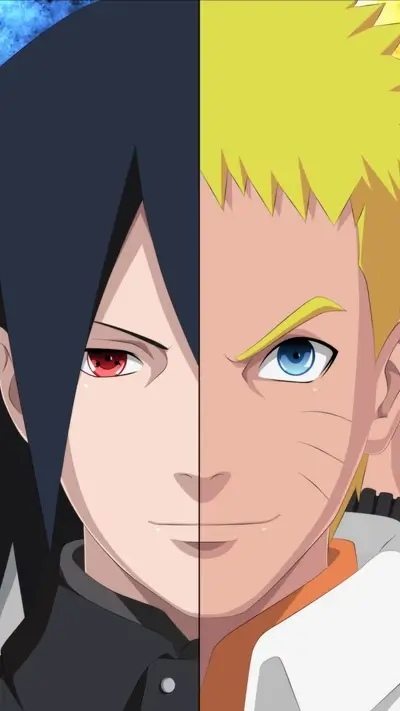 Naruto and Sasuke half-face fusion